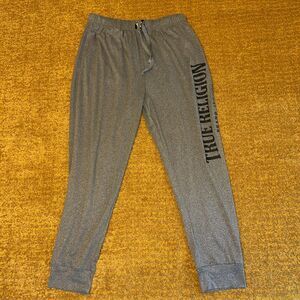 True Religion Men’s Loungewear Jogger Pants Size M 32-34 Gray Soft Comfy Logo